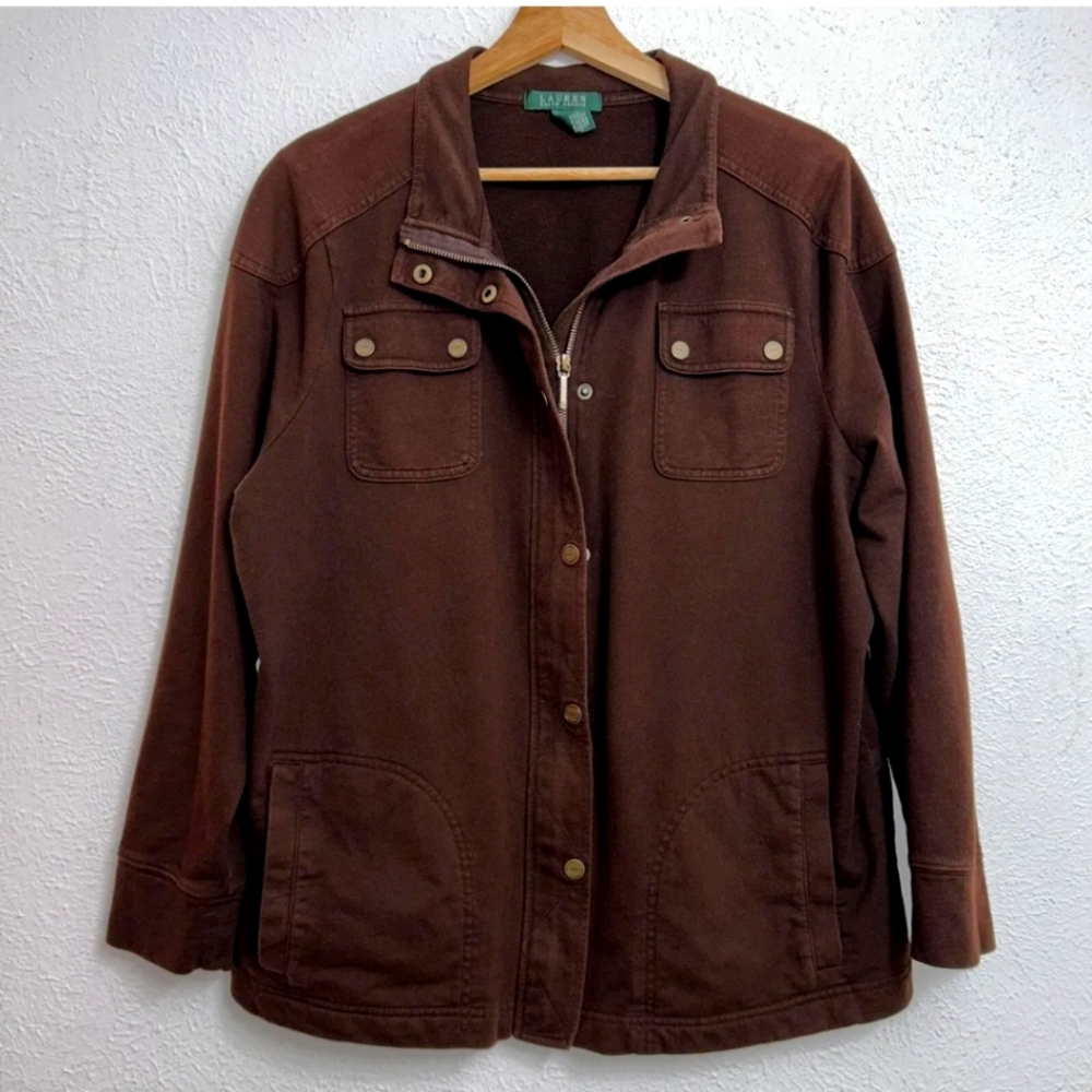 LAUREN RALPH LAUREN ZIP BUTTON SHIRT JACKET